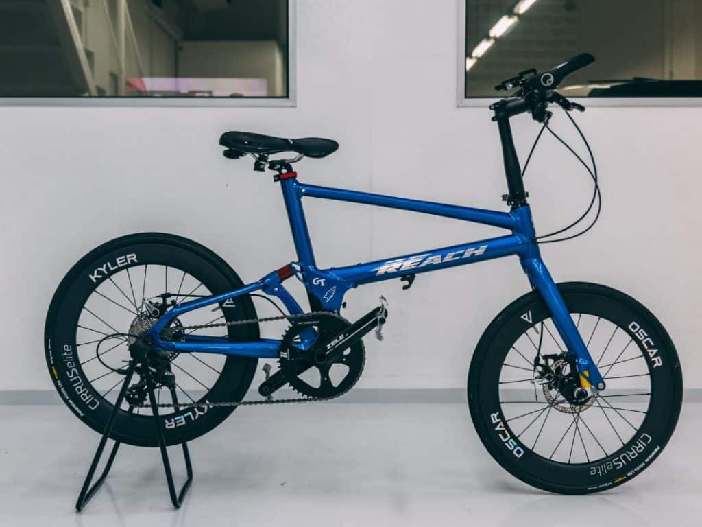 High-quality RikeCool automotive film on a blue mountain bike for vehicle protection.